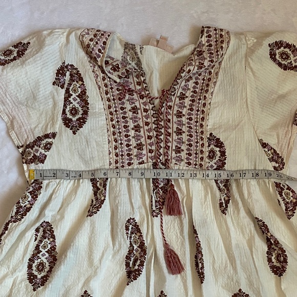 KNOX ROSE  White and Brown Embroidered Blouse - Picture 6 of 8